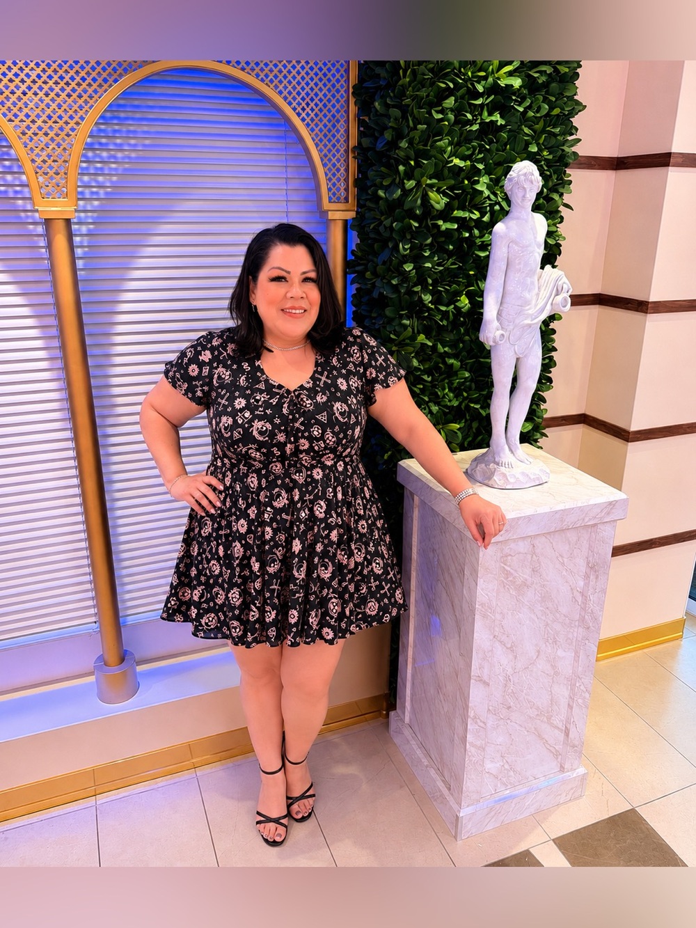 🖤🌙 Torrid Black & Pink Occult Print Dress – Short Sleeve Skater Dress Size 2 🌙🖤